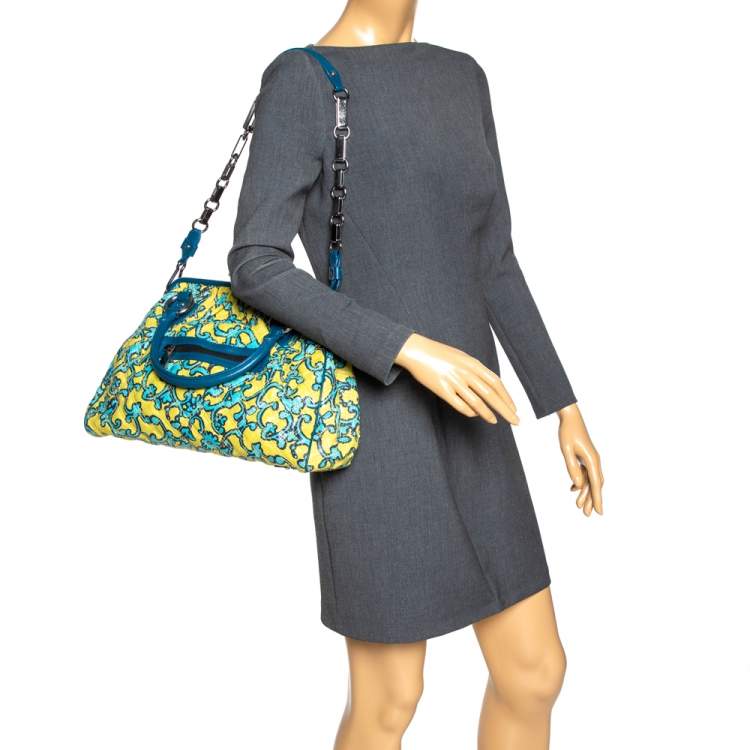 Pre Owned Marc Jacobs Multicolor Printed Quilted Leather Stam Satchel