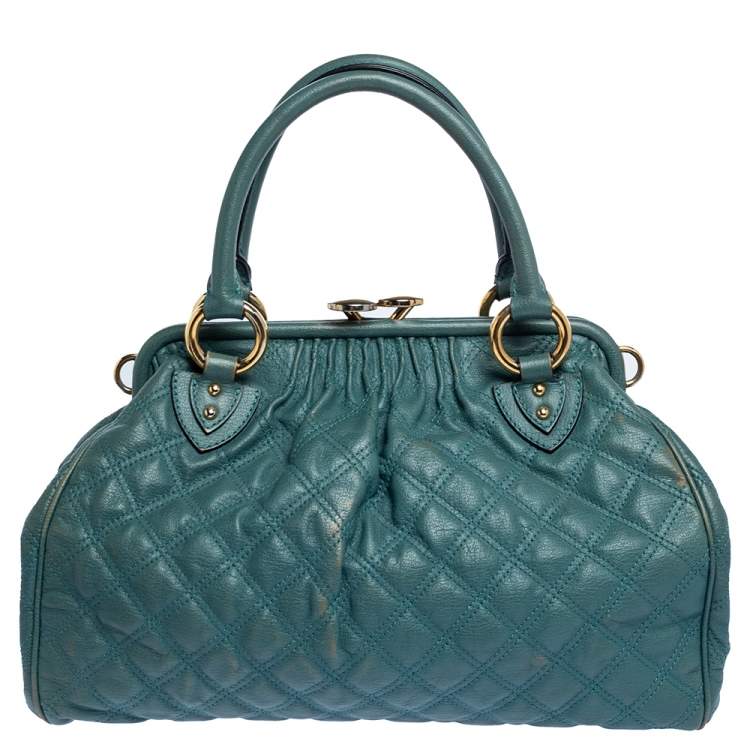 Pre Owned Marc Jacobs Pale Green Quilted Leather Stam Shoulder Bag