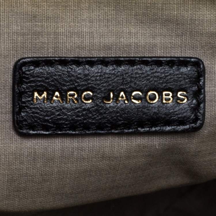 Pre Owned Marc Jacobs Black Crystal Embellished Quilted Suede and Leather Pouch