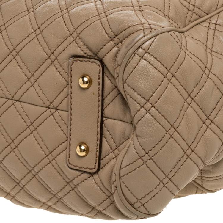 Pre Owned Marc Jacobs Beige Quilted Leather Stam Satchel