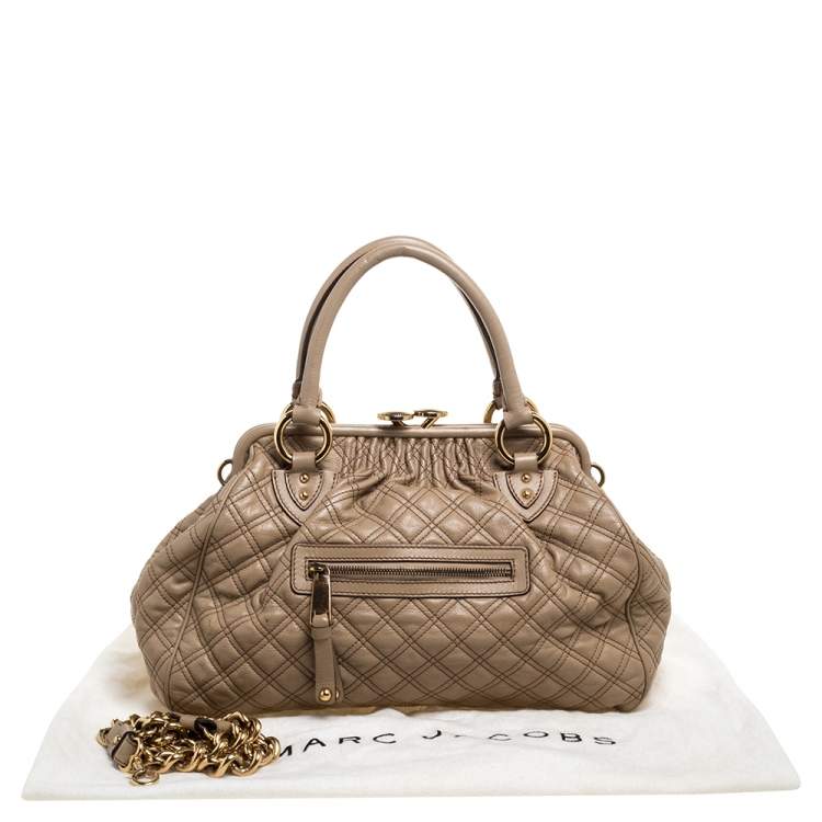 Pre Owned Marc Jacobs Beige Quilted Leather Stam Satchel