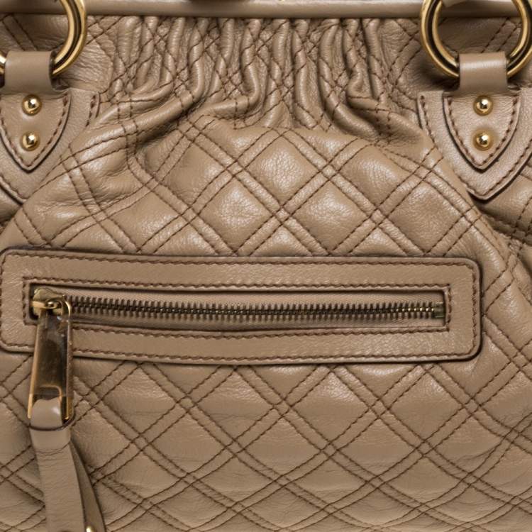 Pre Owned Marc Jacobs Beige Quilted Leather Stam Satchel