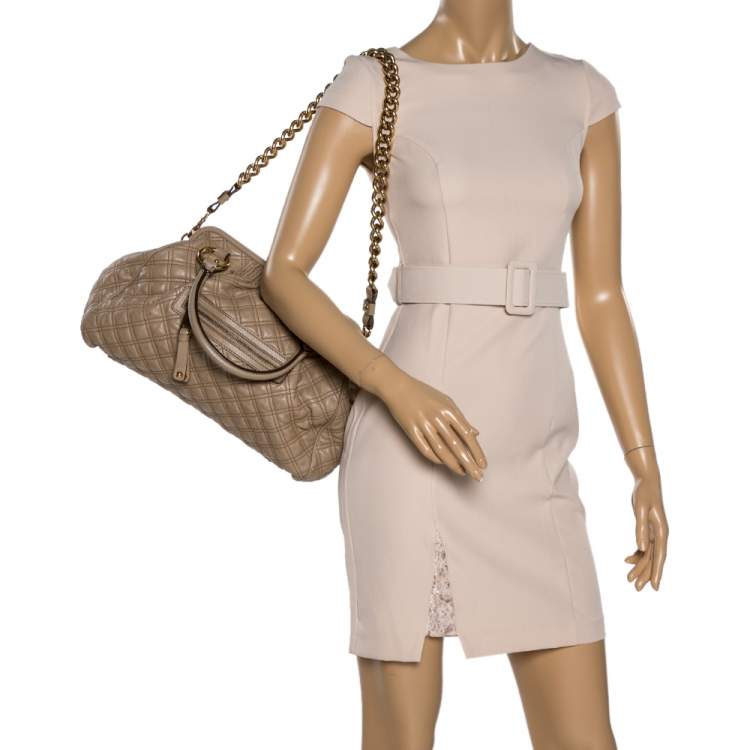 Pre Owned Marc Jacobs Beige Quilted Leather Stam Satchel