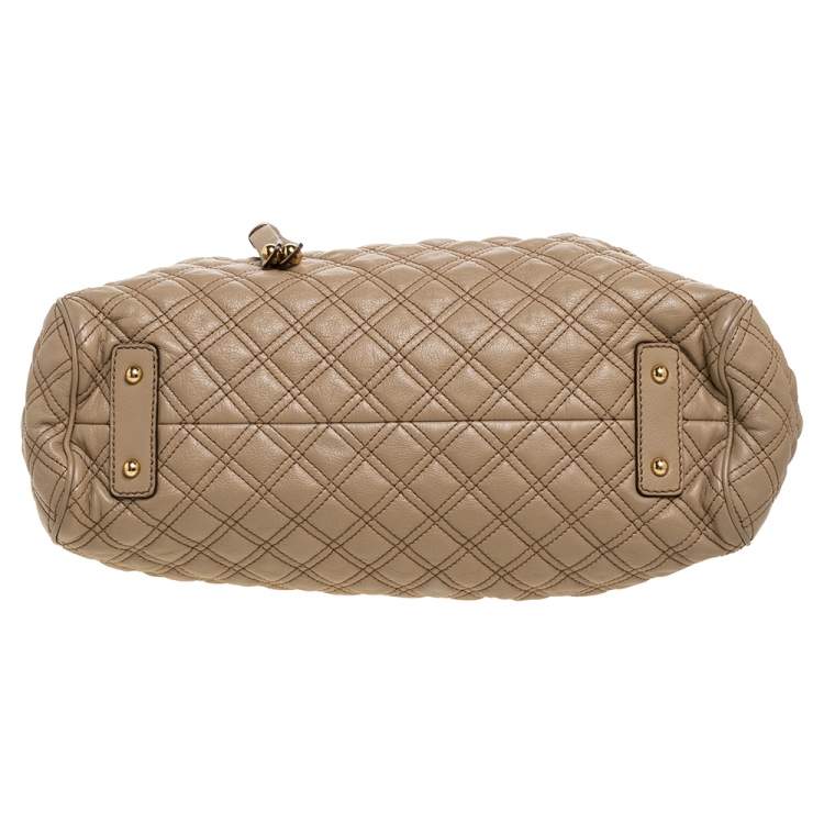 Pre Owned Marc Jacobs Beige Quilted Leather Stam Satchel