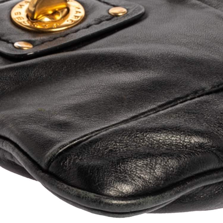 Pre Owned Marc Jacobs Black Leather Turnlock Crossbody Bag