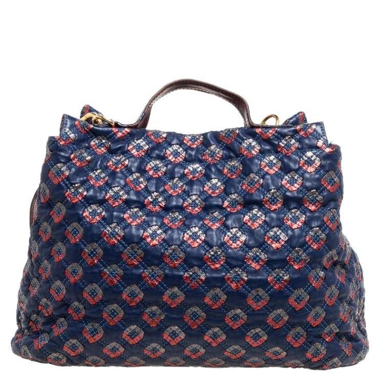 Pre Owned Marc Jacobs Blue/Metallic Quilted Leather Memphis Robert Jena Shoulder Bag