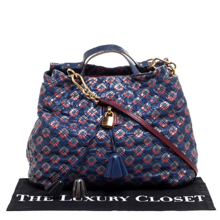 Pre Owned Marc Jacobs Blue/Metallic Quilted Leather Memphis Robert Jena Shoulder Bag