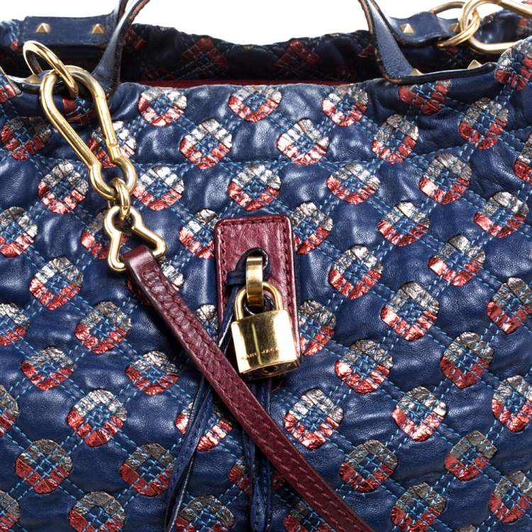 Pre Owned Marc Jacobs Blue/Metallic Quilted Leather Memphis Robert Jena Shoulder Bag