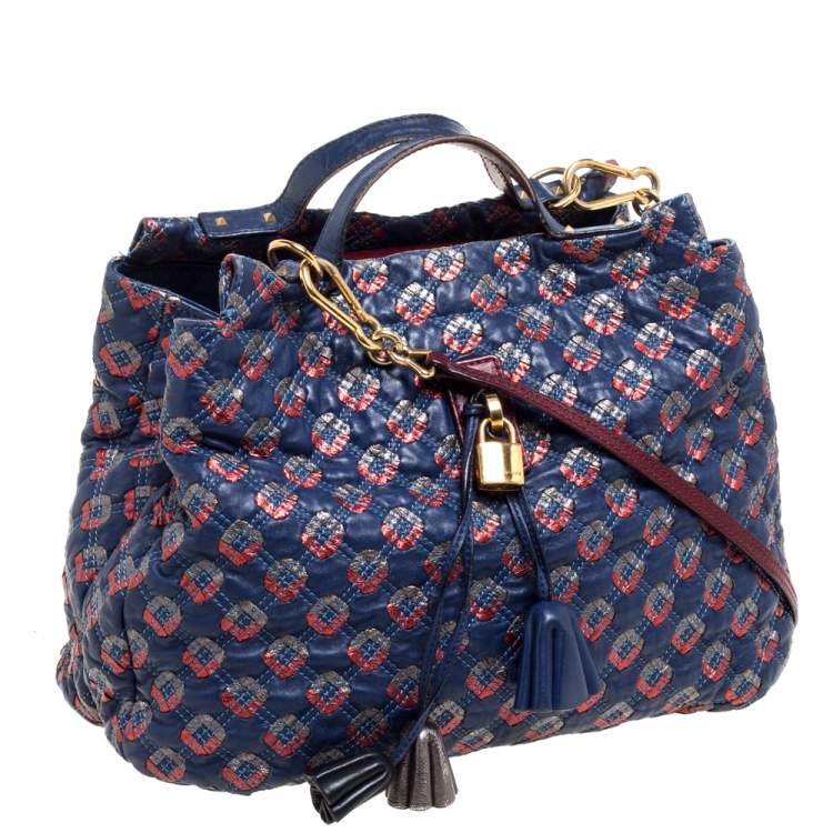 Pre Owned Marc Jacobs Blue/Metallic Quilted Leather Memphis Robert Jena Shoulder Bag