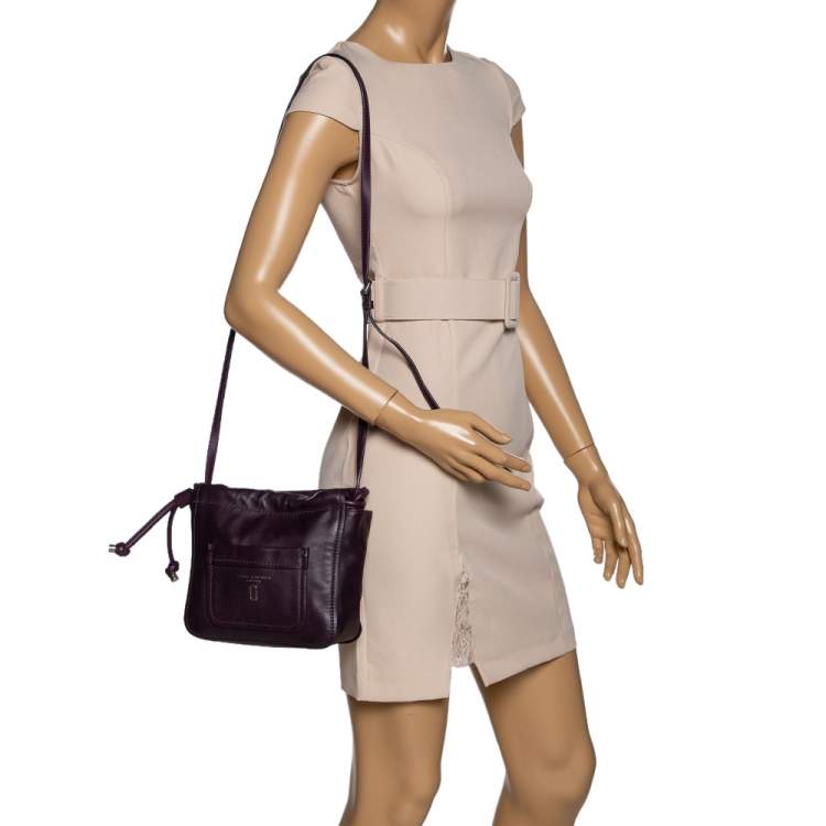 Pre Owned Marc Jacobs Purple Leather Drawstring Shoulder Bag