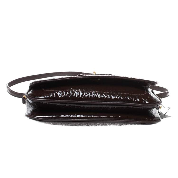 Pre Owned Marc Jacobs Dark Brown Patent Leather Shoulder Bag