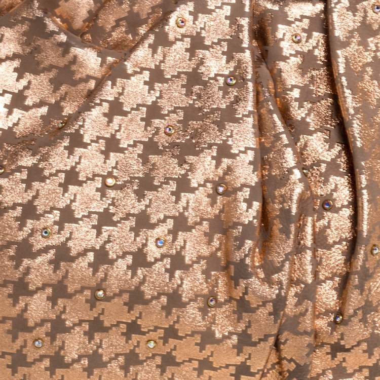 Pre Owned Marc Jacobs Taupe/Rose Gold Printed Leather Little Stam Crystal Embellished Shoulder Bag