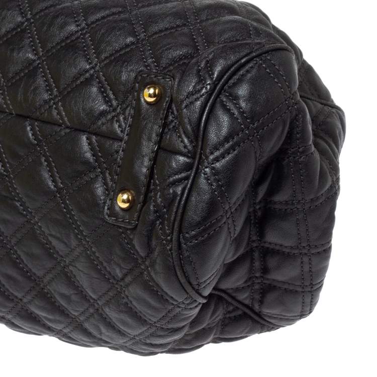 Pre Owned Marc Jacobs Black Quilted Leather Stam Satchel