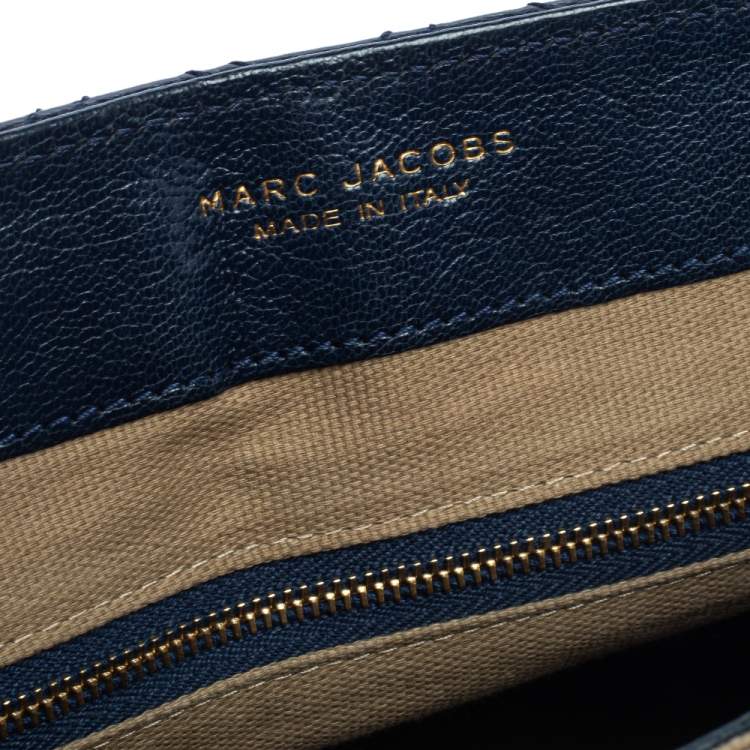 Pre Owned Marc Jacobs Navy Blue Quilted Leather Pushlock Flap Shoulder Bag