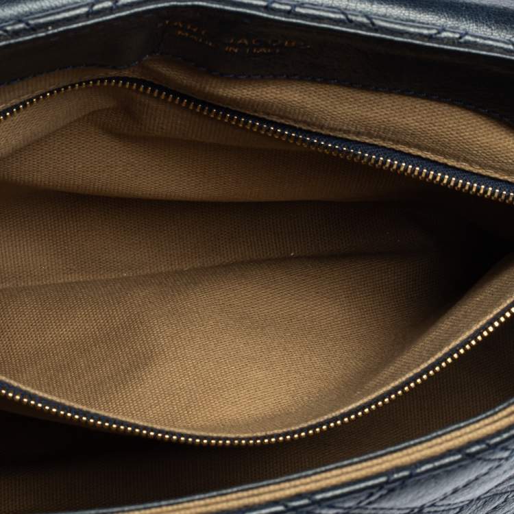 Pre Owned Marc Jacobs Navy Blue Quilted Leather Pushlock Flap Shoulder Bag
