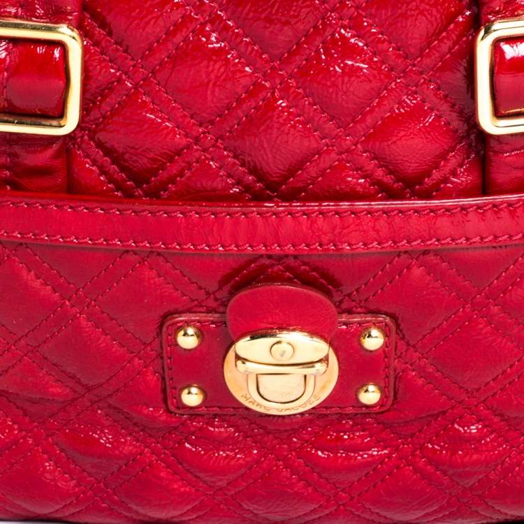 Pre Owned Marc Jacobs Red Quilted Patent Leather Pushlock Satchel