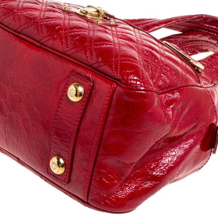 Pre Owned Marc Jacobs Red Quilted Patent Leather Pushlock Satchel
