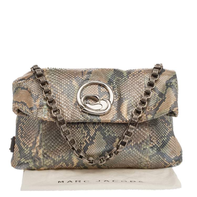 Pre Owned Marc Jacobs Multicolor Python Fold Over Shoulder Bag