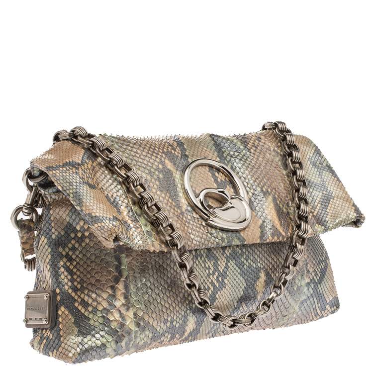 Pre Owned Marc Jacobs Multicolor Python Fold Over Shoulder Bag