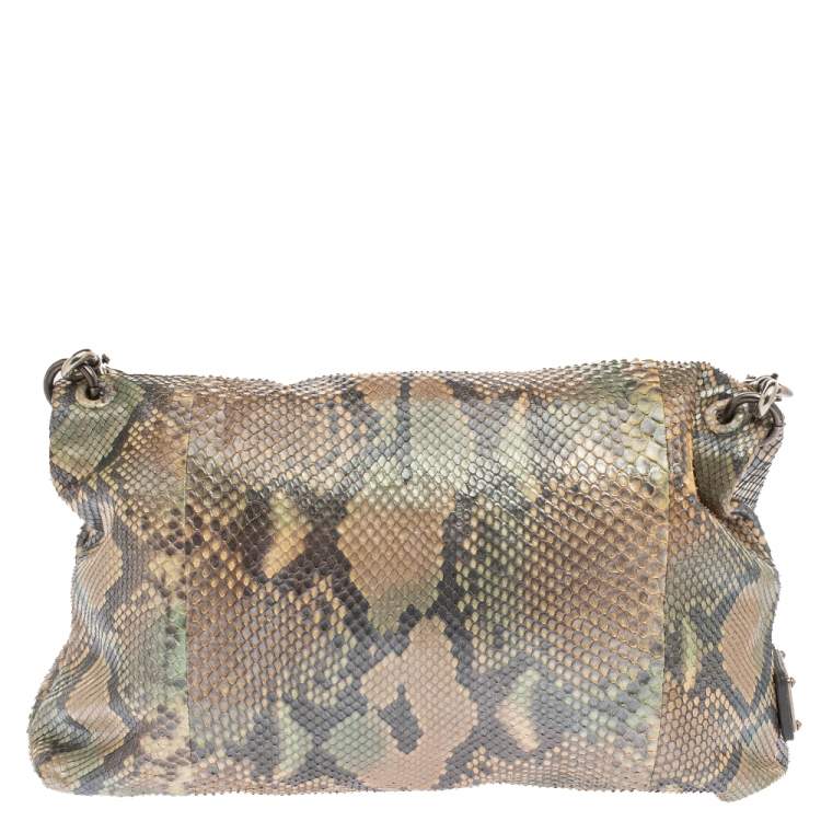 Pre Owned Marc Jacobs Multicolor Python Fold Over Shoulder Bag