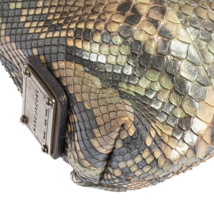 Pre Owned Marc Jacobs Multicolor Python Fold Over Shoulder Bag