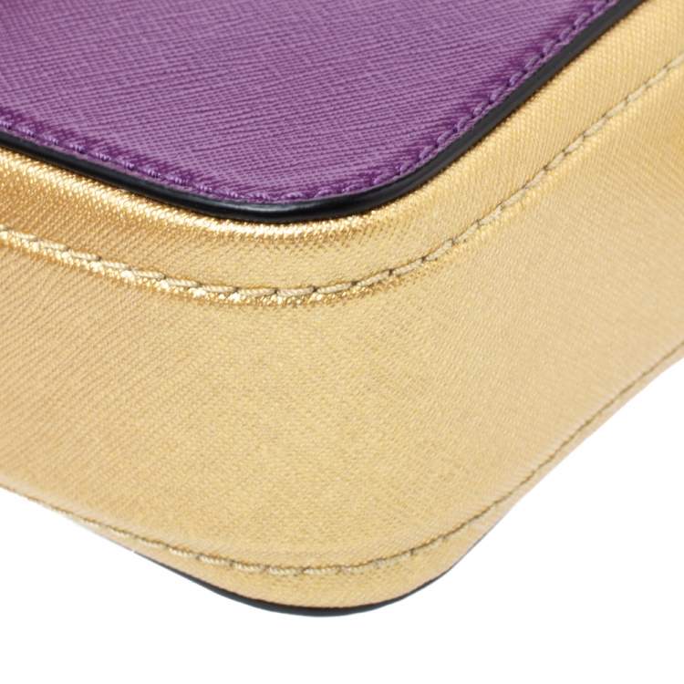 Pre Owned Marc Jacobs Purple/ Tan Leather Snapshot Camera Crossbody Bag
