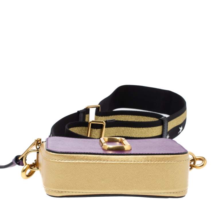 Pre Owned Marc Jacobs Purple/ Tan Leather Snapshot Camera Crossbody Bag