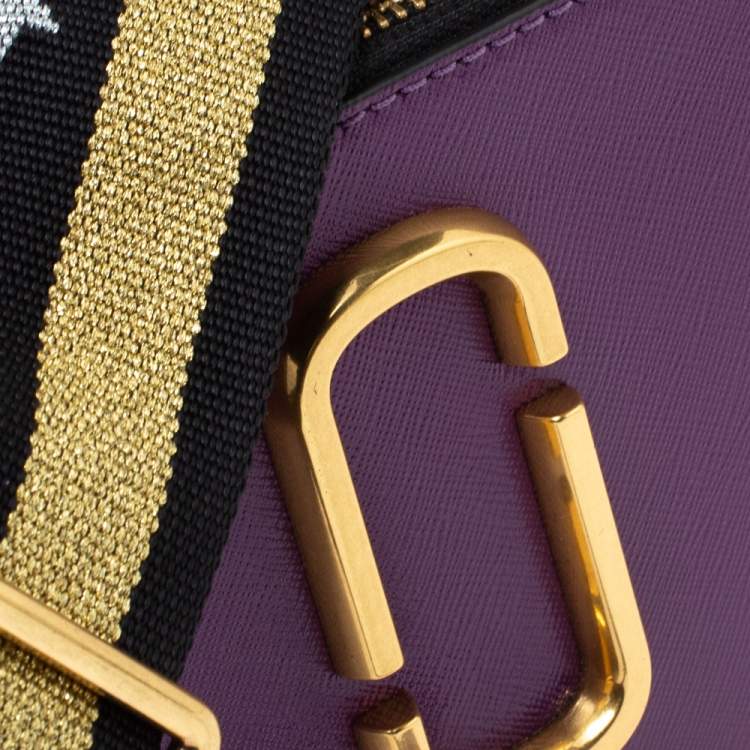 Pre Owned Marc Jacobs Purple/ Tan Leather Snapshot Camera Crossbody Bag