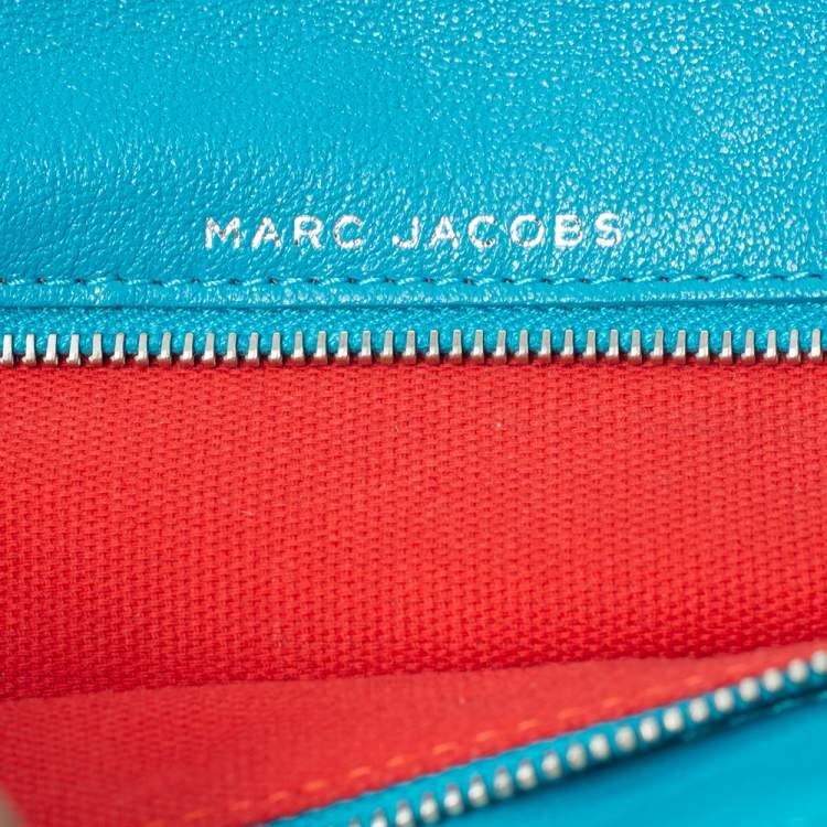 Pre Owned Marc Jacobs Blue Quilted Leather Foldover Clutch