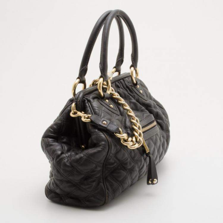 Pre Owned Marc Jacobs Black Quilted Leather Stam Satchel