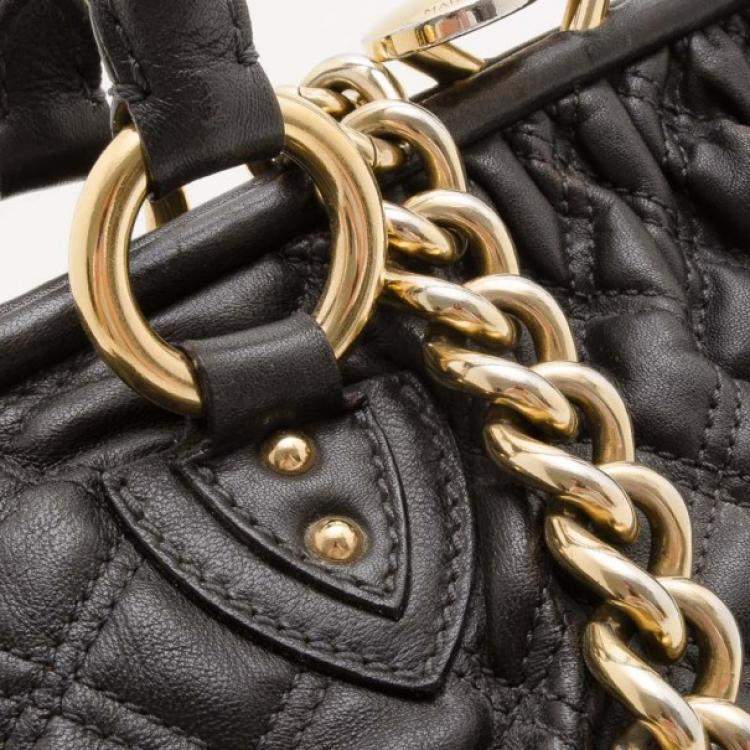 Pre Owned Marc Jacobs Black Quilted Leather Stam Satchel