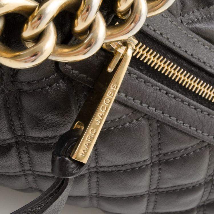 Pre Owned Marc Jacobs Black Quilted Leather Stam Satchel