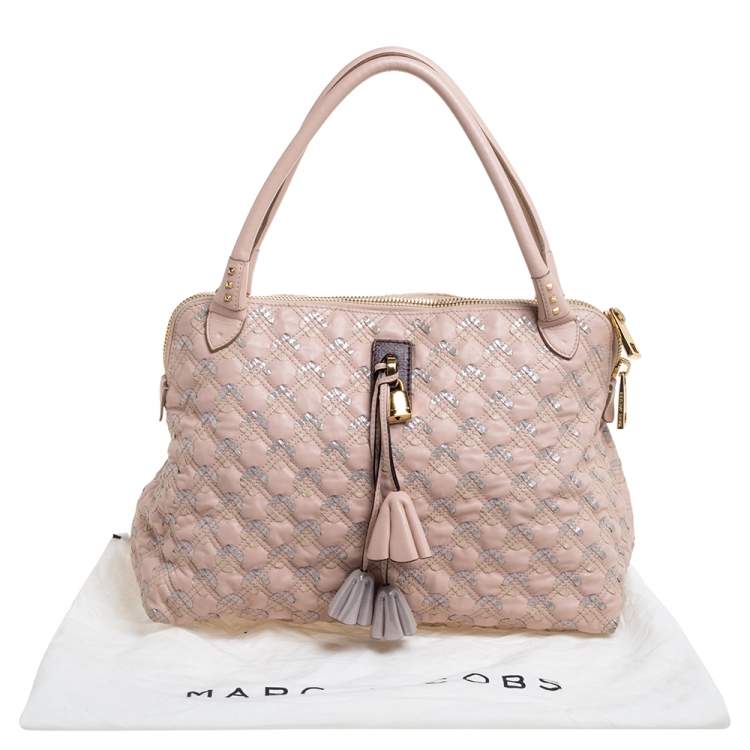 Pre Owned Marc Jacobs Pink Quilted Leather Memphis Robert Jena Satchel