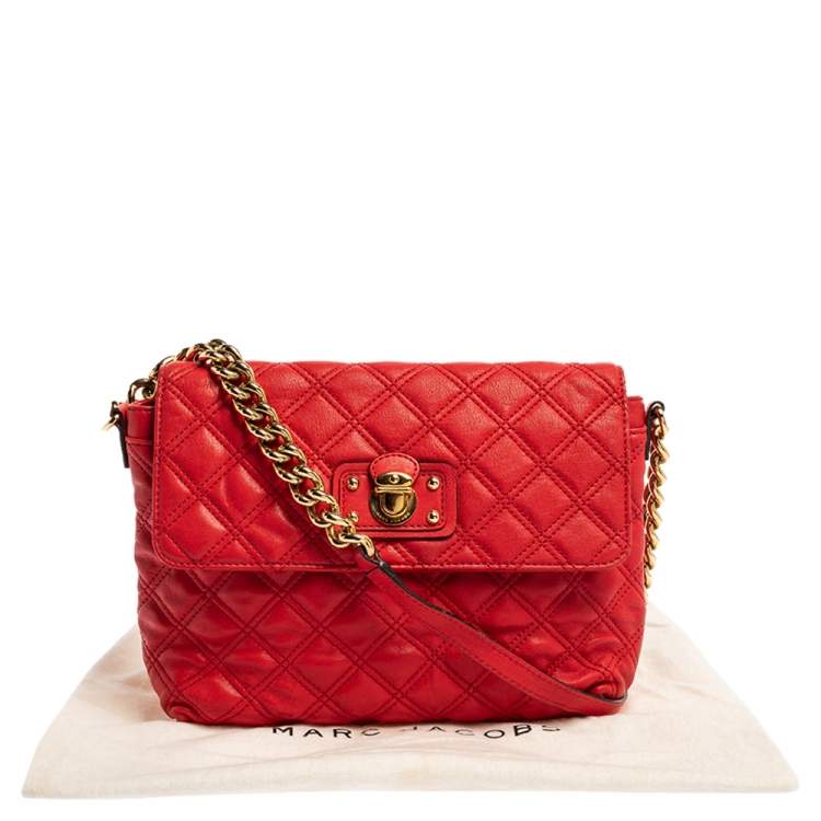 Pre Owned Marc Jacobs Red Quilted Leather Flap Shoulder Bag