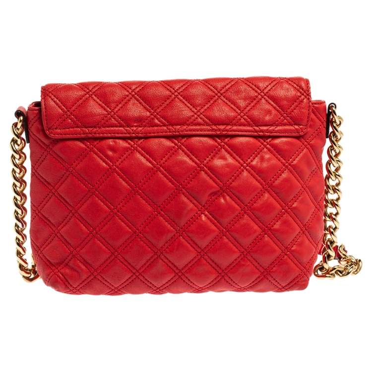 Pre Owned Marc Jacobs Red Quilted Leather Flap Shoulder Bag