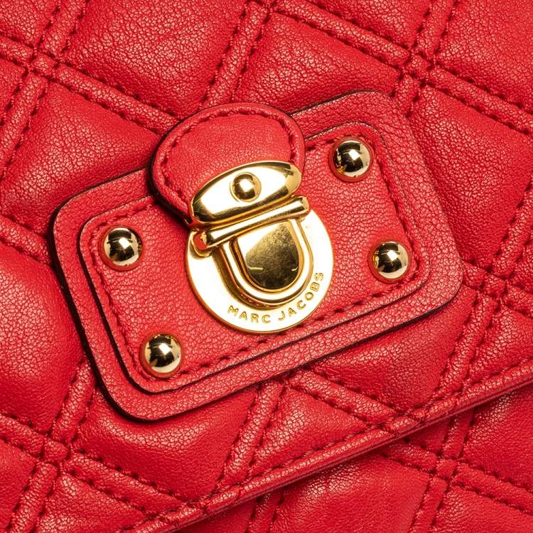 Pre Owned Marc Jacobs Red Quilted Leather Flap Shoulder Bag