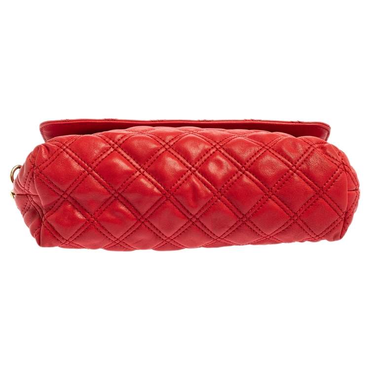Pre Owned Marc Jacobs Red Quilted Leather Flap Shoulder Bag