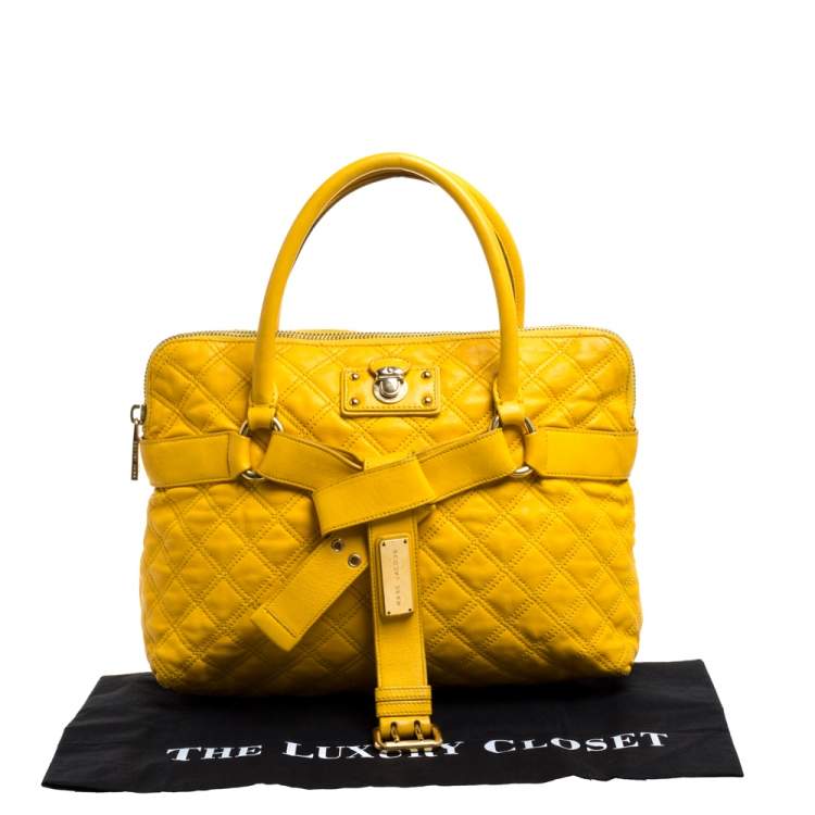 Pre Owned Marc Jacobs Mustard Quilted Leather Alina Satchel