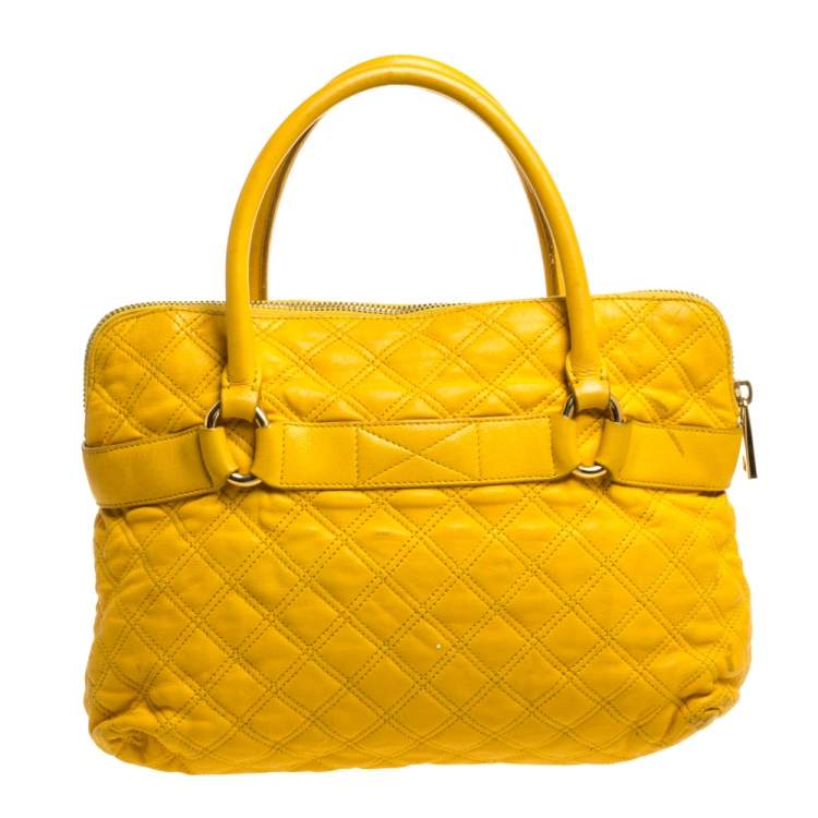 Pre Owned Marc Jacobs Mustard Quilted Leather Alina Satchel