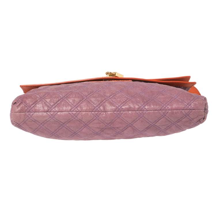Pre Owned Marc Jacobs Purple/Orange Quilted Leather Oversized Clutch
