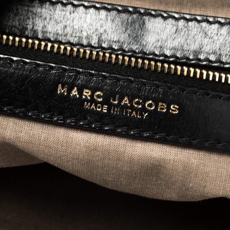 Pre Owned Marc Jacobs Black Crinkled Leather Stam Satchel