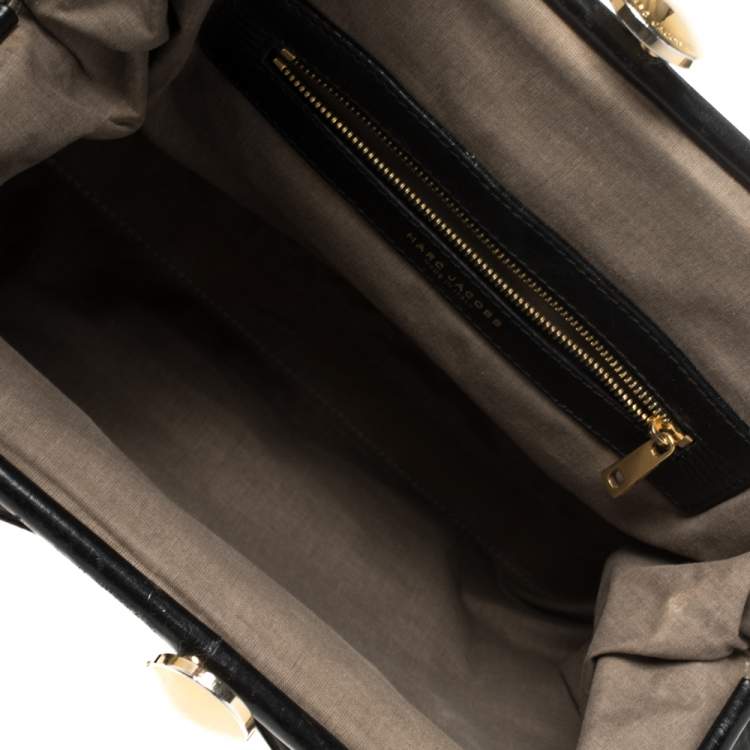 Pre Owned Marc Jacobs Black Crinkled Leather Stam Satchel
