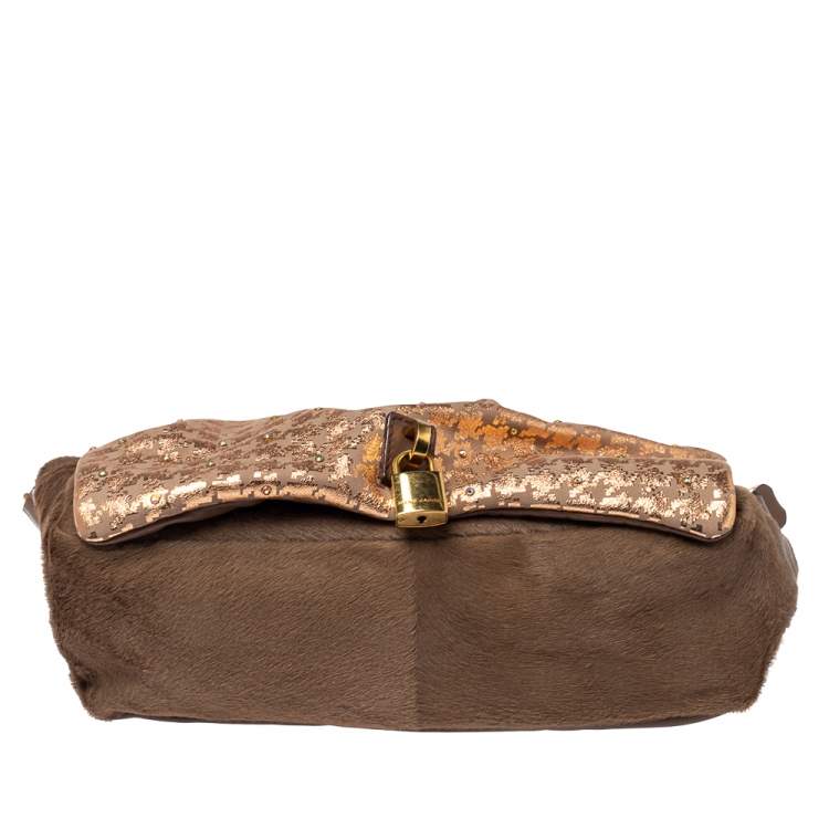 مملوكة مسبقًا Marc Jacobs Light Pink/Brown Leather and Calf Hair Rockstar Jennifer Shoulder Bag