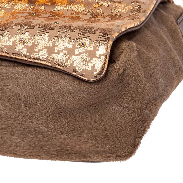 مملوكة مسبقًا Marc Jacobs Light Pink/Brown Leather and Calf Hair Rockstar Jennifer Shoulder Bag