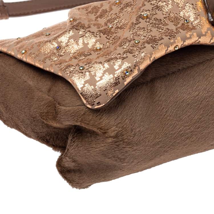 مملوكة مسبقًا Marc Jacobs Light Pink/Brown Leather and Calf Hair Rockstar Jennifer Shoulder Bag