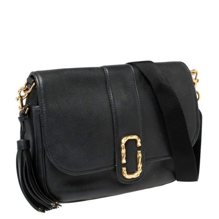 Pre Owned Marc Jacobs Black Leather Courier Messenger Bag