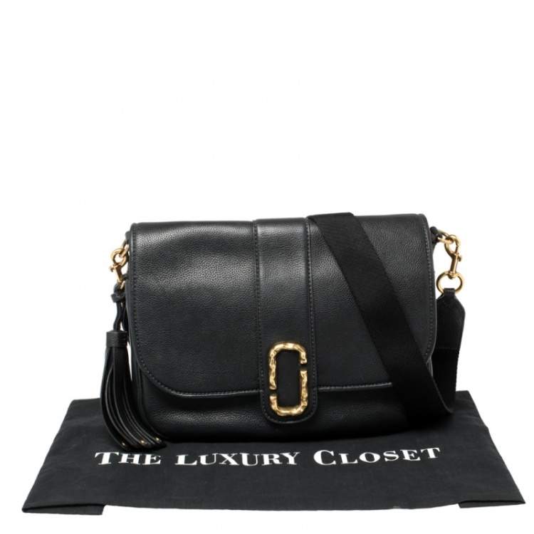 Pre Owned Marc Jacobs Black Leather Courier Messenger Bag