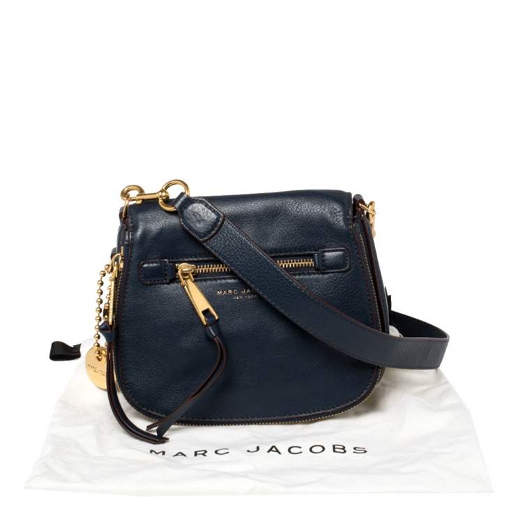 مملوكة مسبقًا Marc Jacobs Navy Blue Leather Small Recruit Saddle Shoulder Bag