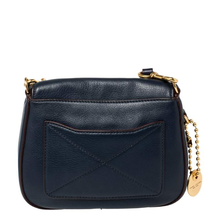 مملوكة مسبقًا Marc Jacobs Navy Blue Leather Small Recruit Saddle Shoulder Bag