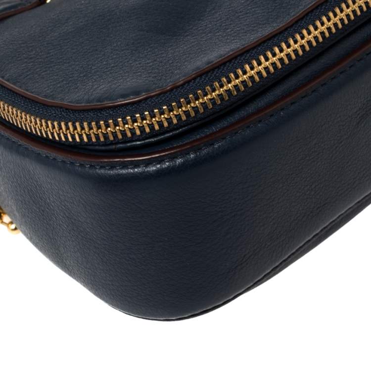 مملوكة مسبقًا Marc Jacobs Navy Blue Leather Small Recruit Saddle Shoulder Bag